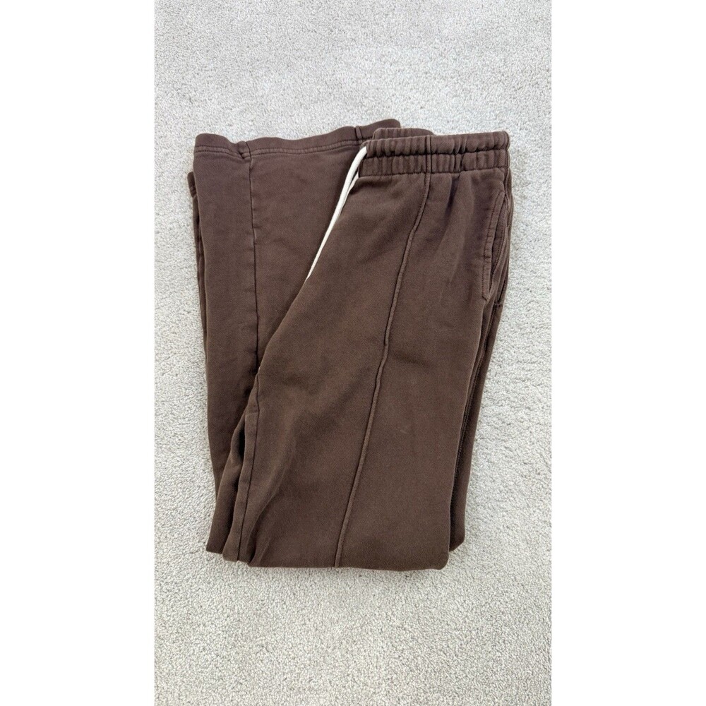 Aerie Brown Wide Leg Sweat Pants with Pockets - Drawstring Elastic Waist - S